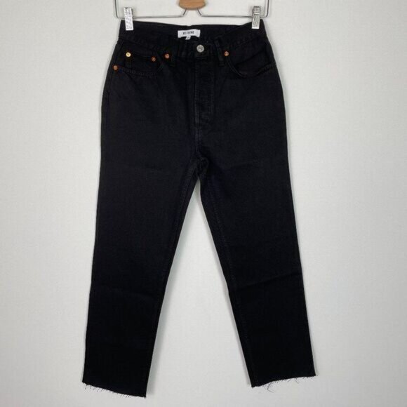 Re/Done 70s Stove Pipe High Rise Straight Leg Rigid Denim Button Fly Jeans 26 - Picture 2 of 12